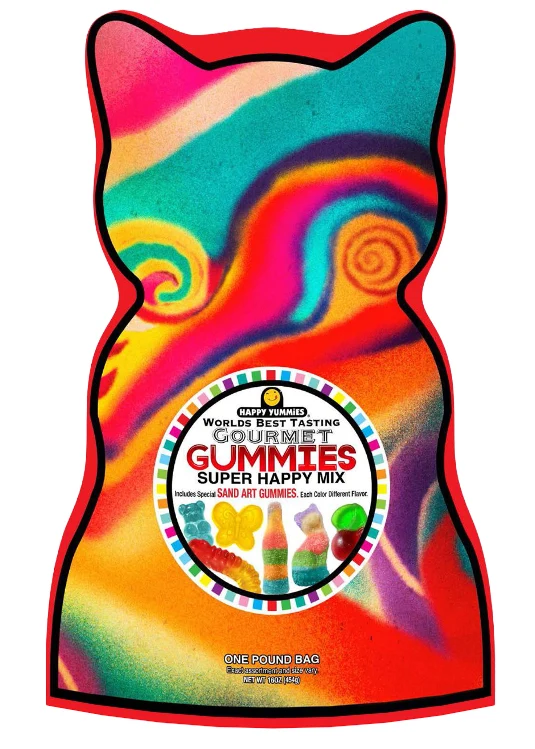 Rainbow cat-shaped Happy Yummies package