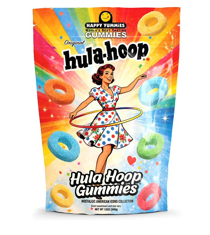 Happy Yummies Hula Hoop Gummies pouch
